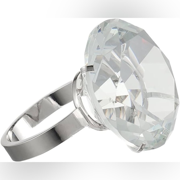 LARGE Sparkling Glass Diamond Ring Paperweight - Wedding Decoration - Picture 1 of 11